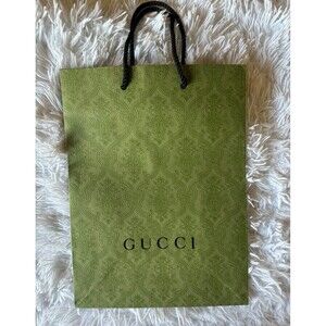 Gucci Limited Edition Green Foliage Shopping Gift Bag Ornate Embossed Pattern